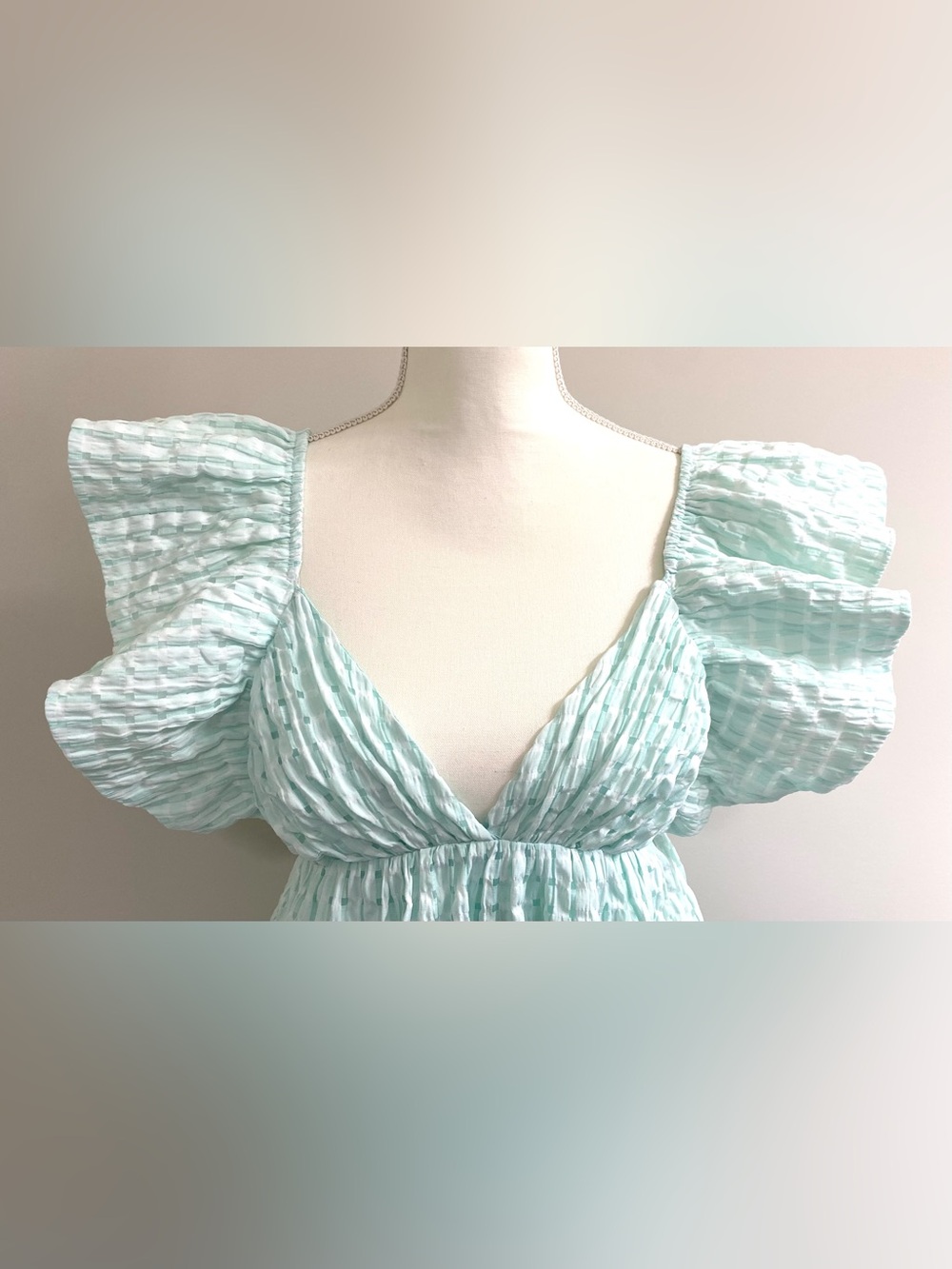Day+Moon Womens M Mint Green Ruffle Dress Boho Summer Coastal Preppy Cottagecore - Picture 2 of 15